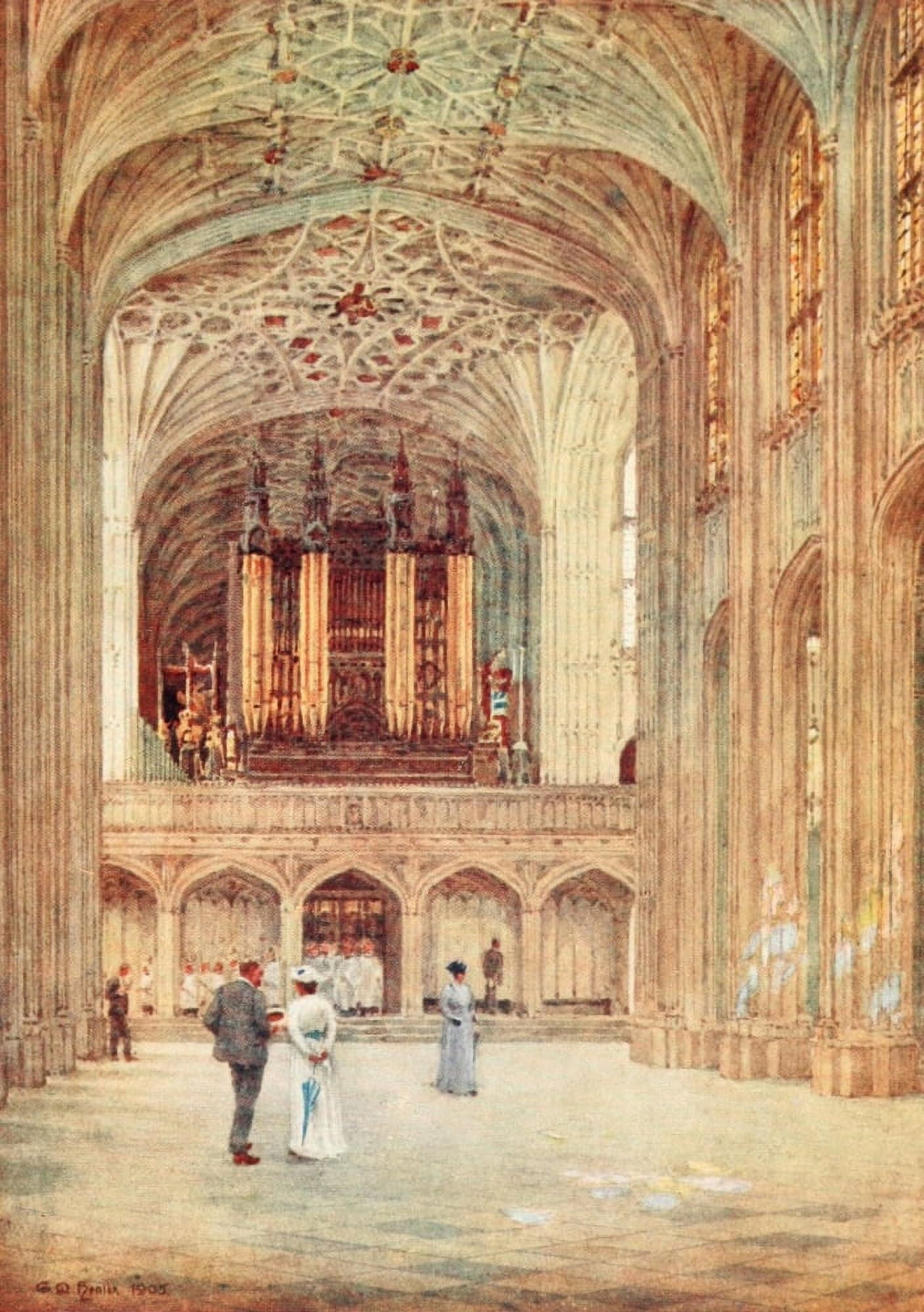 Windsor 1908 Nave of St Georges Chapel Canvas Art - George Henton (18 x 24)
