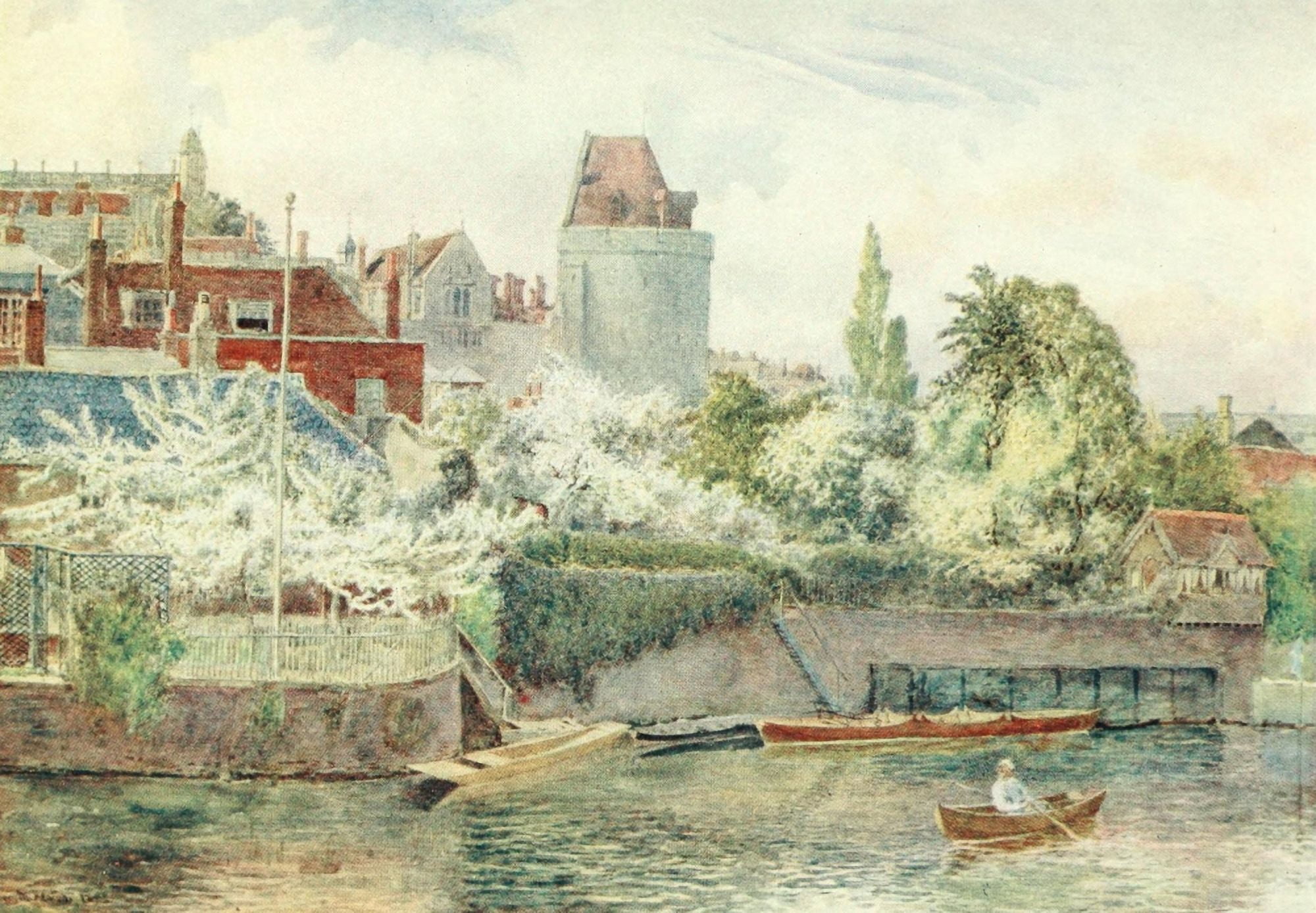 Windsor 1908 Riverside Gardens Canvas Art - George Henton (18 x 24)