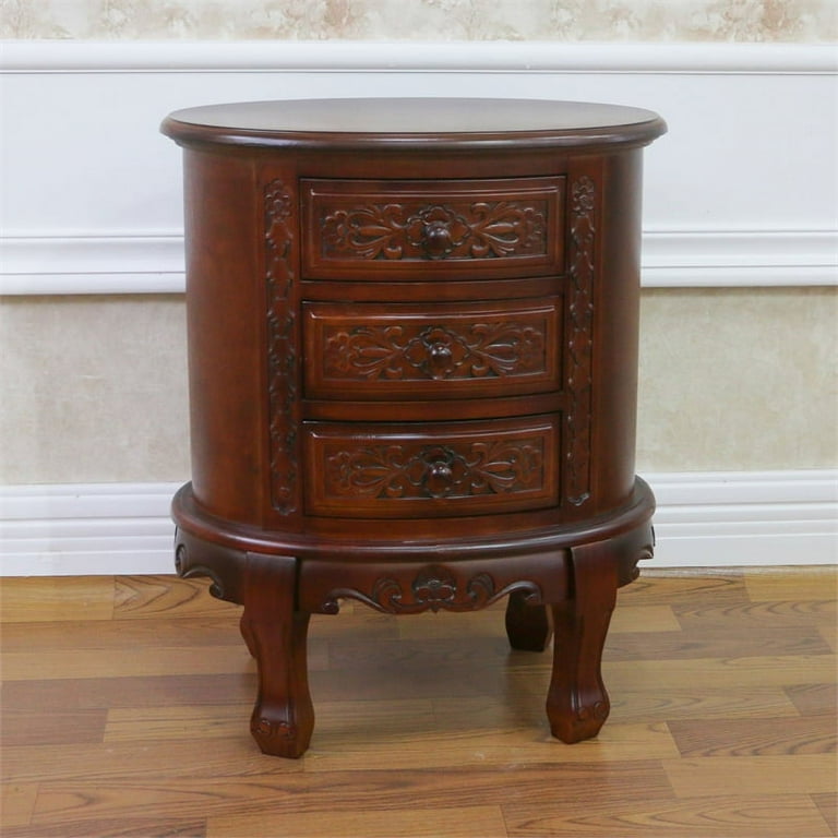 International Caravan Carved Wood Three End Table International Caravan Carved Wood Three End Table