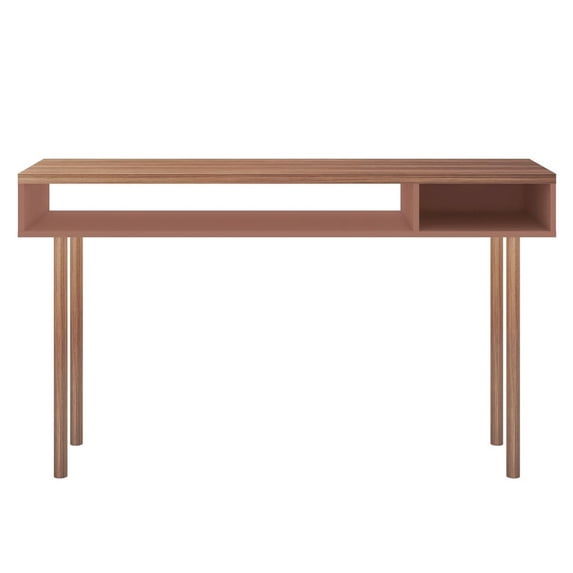 Windsor 47.24 Modern Console Accent Table Entryway with 2 Shelves in Ceramic Pink and Nature