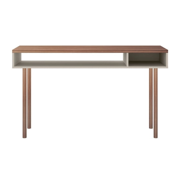 Windsor 47.24 Modern Console Accent Table Entryway with 2 Shelves in Off White and Nature