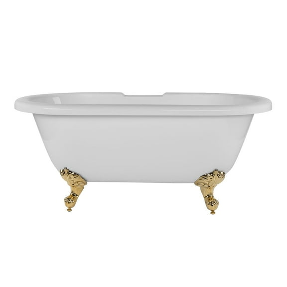 Windsor 66 Inch Acrylic Double Ended Clawfoot Tub - Rim Faucet Drillings - Ball & Claw Feet