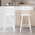 thumbnail image 1 of Windsor Bar Stools Set of 2, 26 Inch Counter Height Barstools Wooden Barstools with Spindle Back/Bigger Seat for Kitchen Island/Breakfast Bar/Home Pub, White, 1 of 7