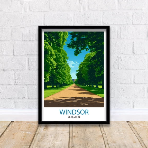 Windsor Berkshire Travel Print Windsor Wall Decor Windsor Home Living Decor Windsor Illustration Travel Poster Gift for Windsor Berkshire UK, Poster Only
