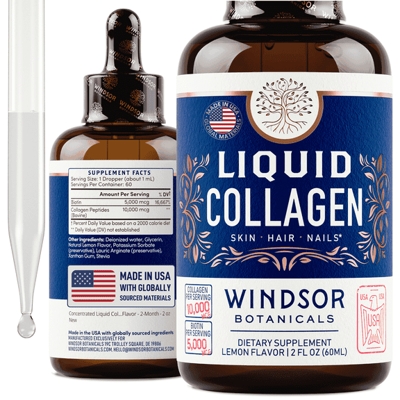 Windsor Botanicals Liquid Collagen & Biotin - Hair, Skin, Nails Blend - 2oz