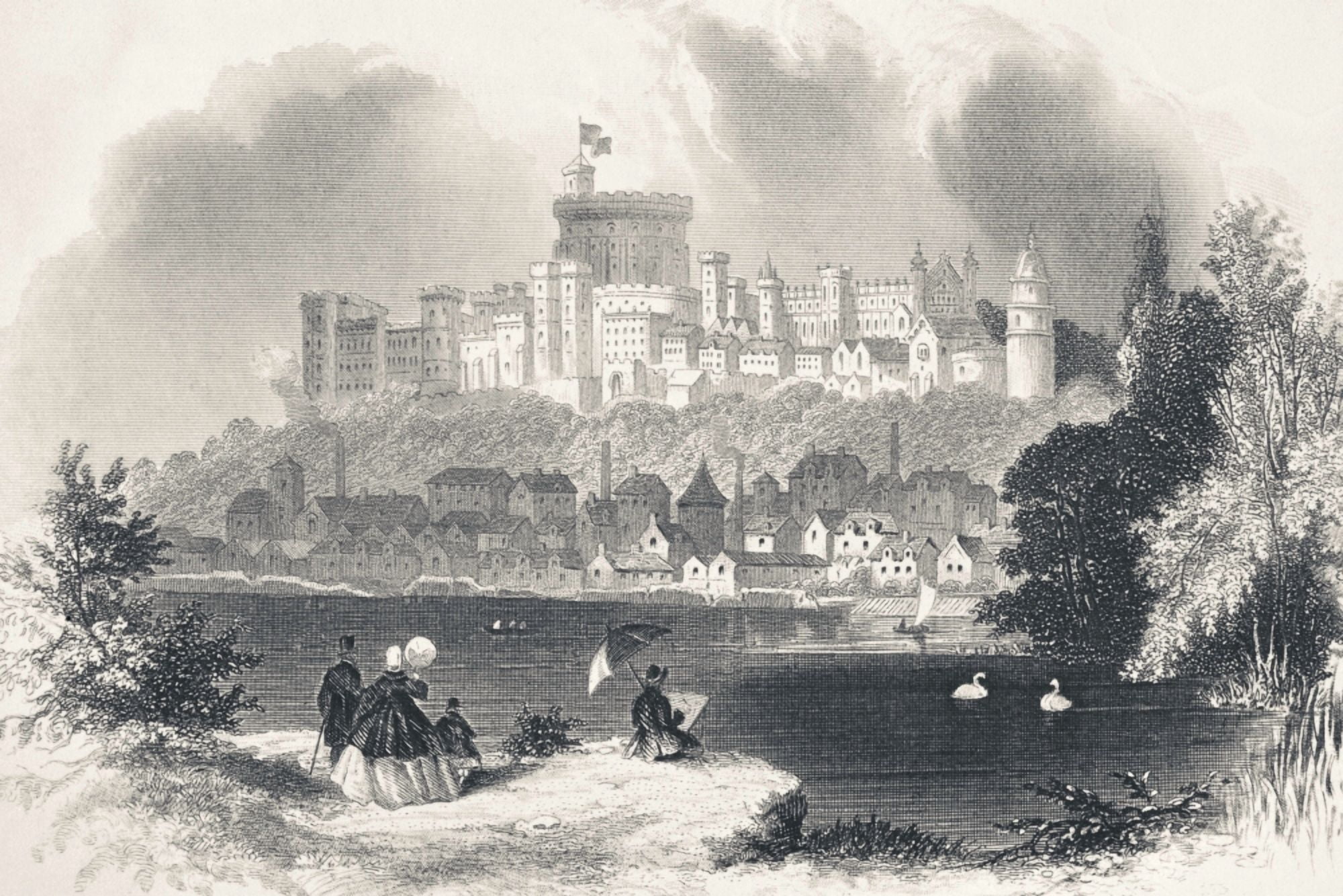 Windsor Castle England In The 19Th Century From The National And Domestic History Of England By William Aubrey Published London Circa 1890 Canvas Art - Ken Welsh Design Pics (17 x 11)