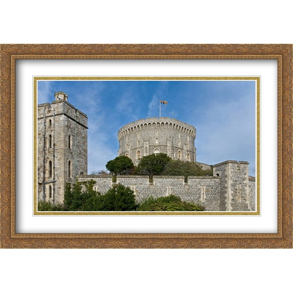 Windsor Castle, England 2x Matted 40x28 Large Gold Ornate Framed Art Print by The Cityscape Art Print Series