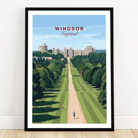 Windsor Castle Print Style Green Park Scene Framed or Canvas