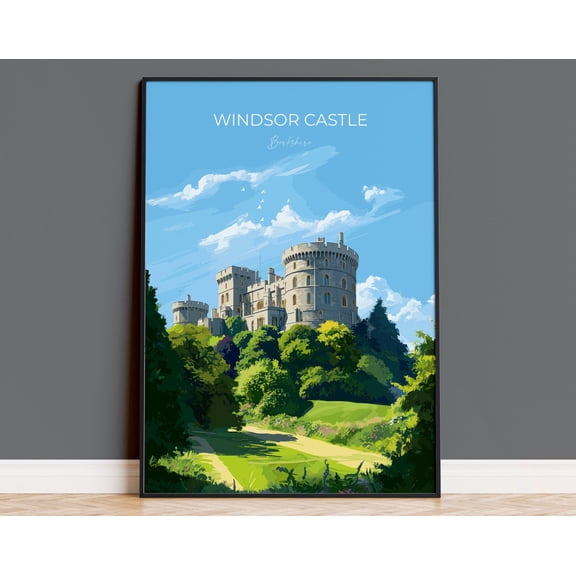Windsor Castle Print, Travel Poster of Windsor Castle, Berkshire, England, Windsor Castle Gift, UK Wall Art Gift Print, 12x18 UNFRAMED