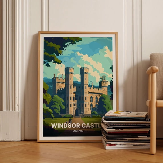 Windsor Castle Travel England Landscape Wall Decor, Unframed Paper Poster 24x36in