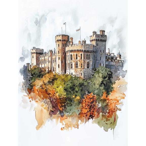 Windsor Castle Watercolor Painting/Canvas PrintSuitable for Living RoomBedroomOfficeHoteland Gallery Wall Decor