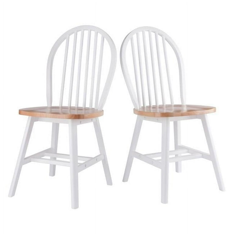 Doba BNT Windsor Chair Set, Solid Wood, White Finish, 2 Piece