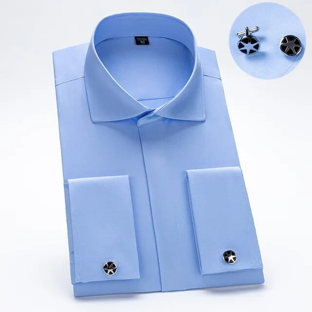 Windsor Collar French Cuff Dress Shirt Fashion Men‘s Long Sleeve Luxury ...