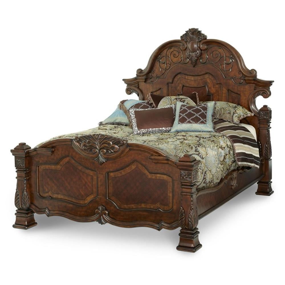 Windsor Court Queen Traditional Brown Panel Bed with Storage