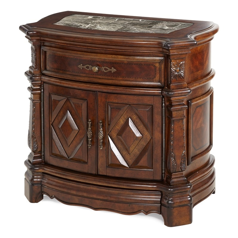 Windsor Court Vintage Brown Marble Top Nightstand