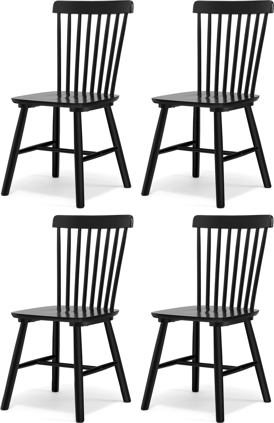Fancrou Farmhouse Windsor Dining Chairs Set of 4, Spindle Back Wood Chairs for Kitchen and Living Room, Country Style Restaurant Seating, Black
