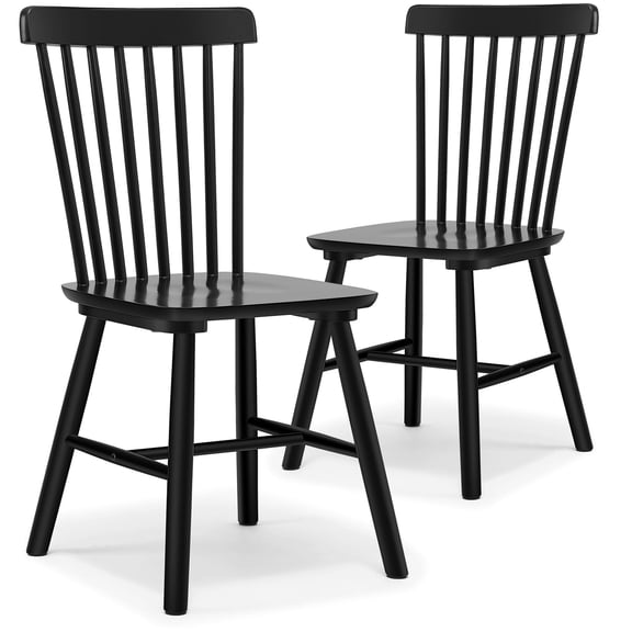 Fancrou Farmhouse Windsor Chairs Set of 2, Spindle Back Wood Kitchen Chairs, Country Style Restaurant Seating, Black