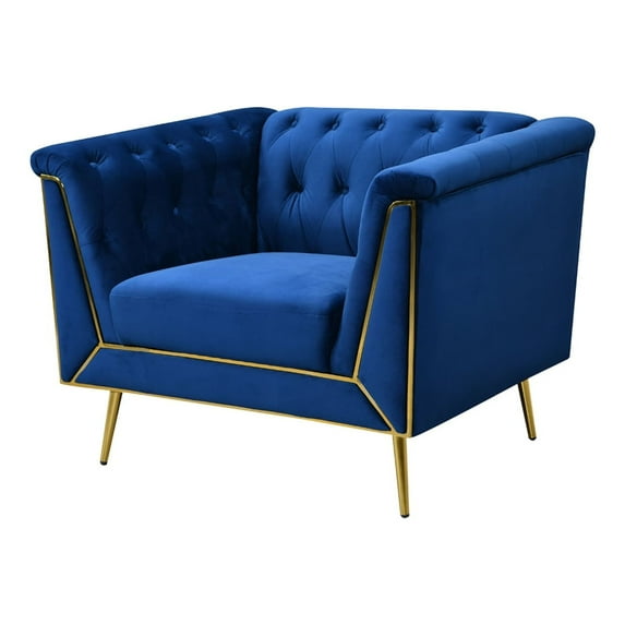 Windsor Flared Arm Velvet Arm Chair in Blue