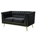 thumbnail image 1 of Windsor Flared Arm Velvet Loveseat in Black, 1 of 4