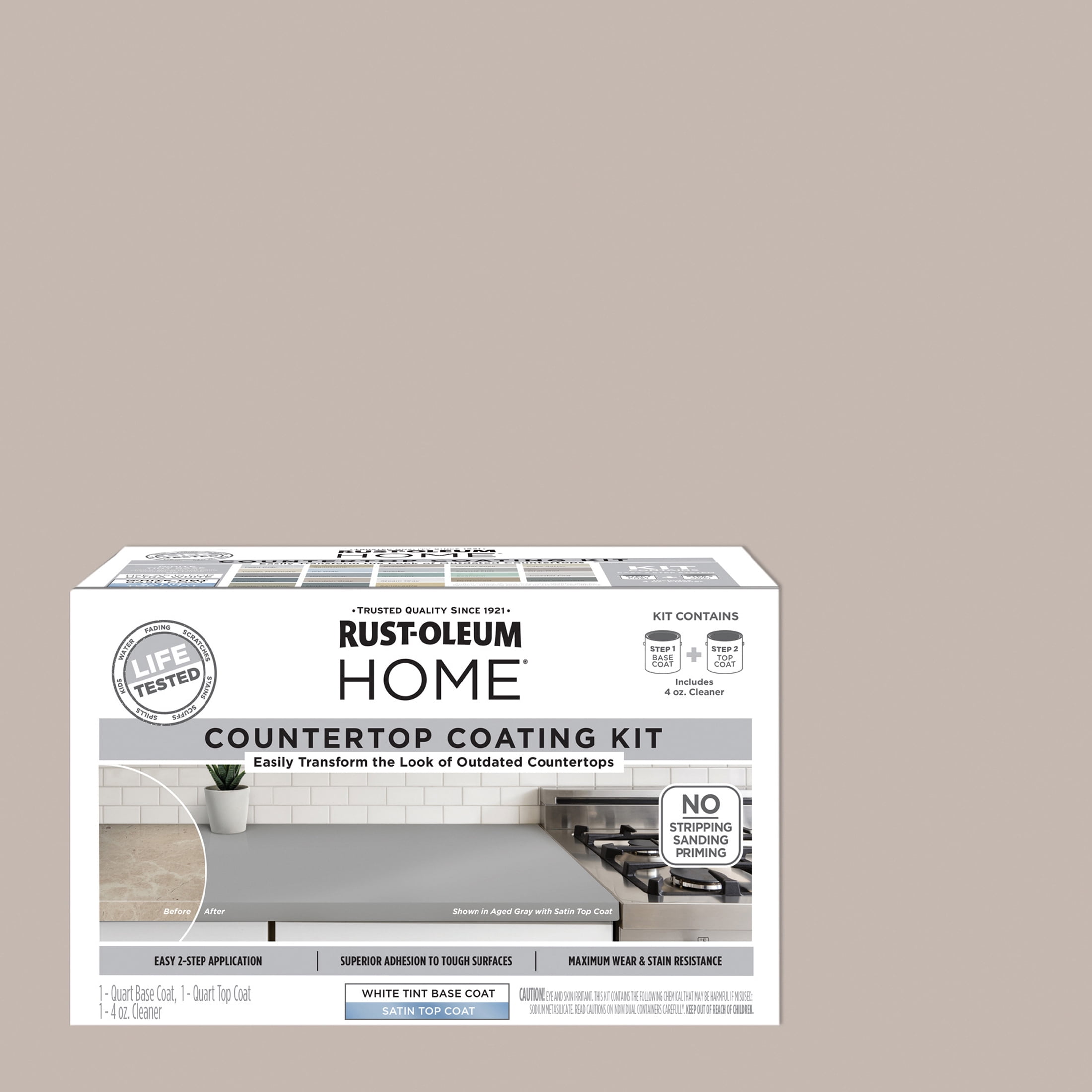 Windsor Gray, Rust-Oleum HOME Countertop Satin Coating Kit-38496224T, Quart