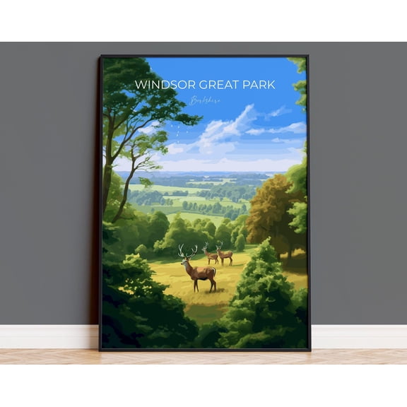 Windsor Great Park Travel Poster, Travel Print of Windsor Great Park , Berkshire, England, Windsor Gift, Wall Art Print, 8x12 UNFRAMED