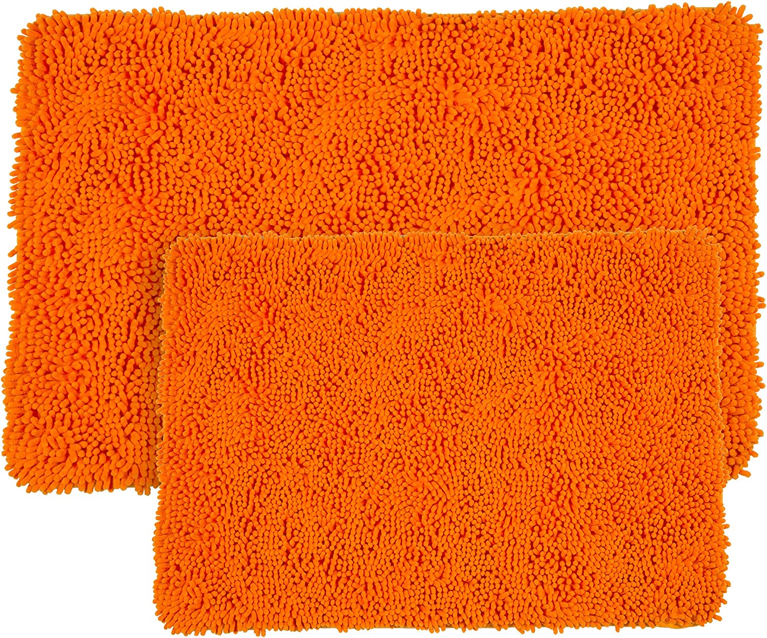 Windsor Home Orange 2 Piece Memory Foam Shag Bath Mat Set Moisture