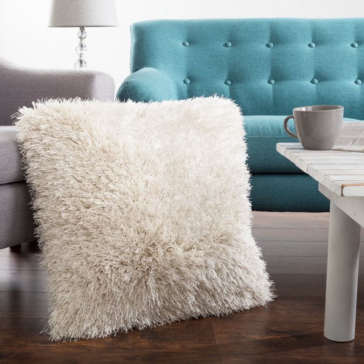 Windsor Home Oversized Floor or Throw Pillow Square Shag Faux Fur by