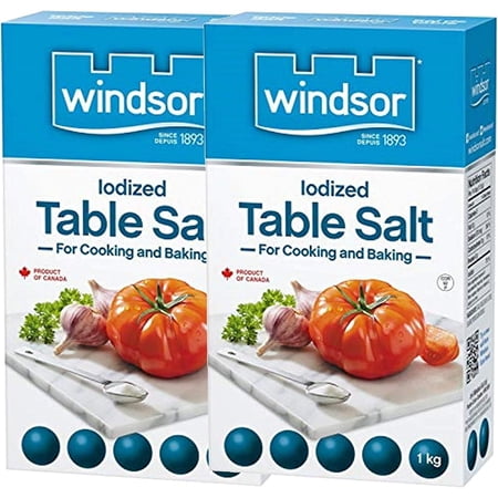 Windsor Iodized Table Salt for Cooking and Baking - 2 Packs - 1 KG Each