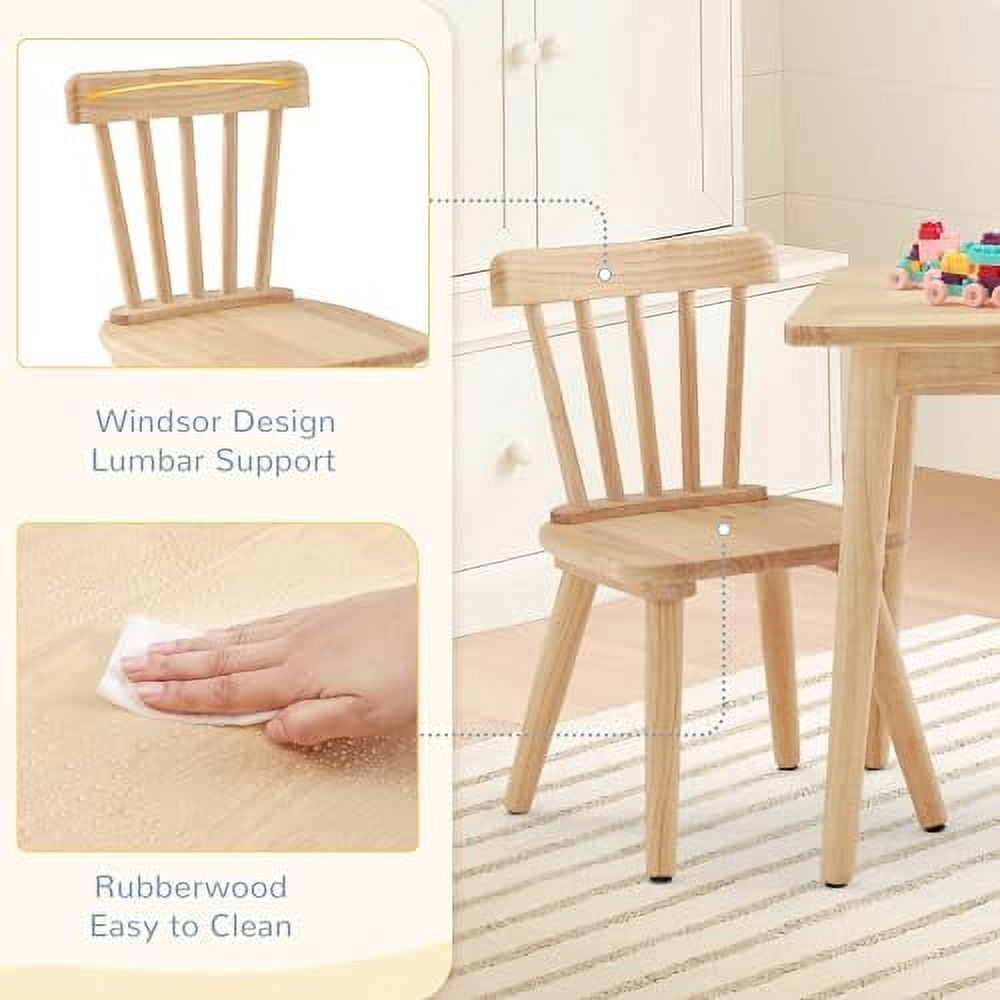 Windsor Kids Table and 2 Chair Set, Rubberwood Toddler Table and Chair ...