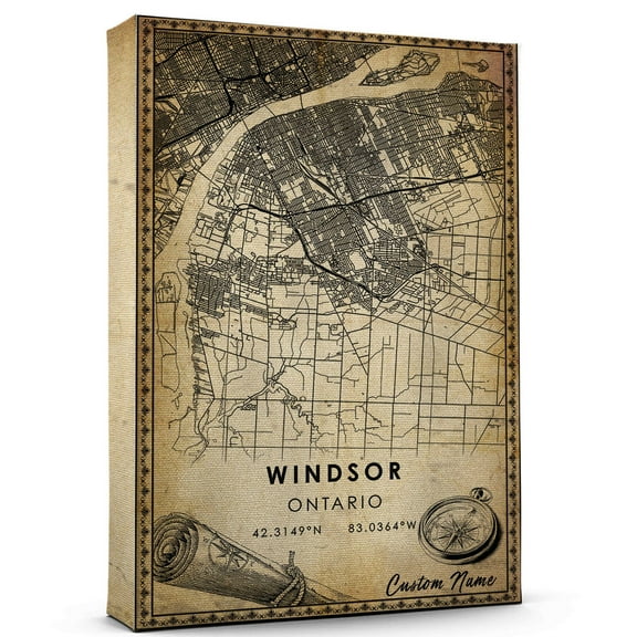 Windsor Map Poster, Ontario Map Art Poster, Canvas, Windsor Map City vintage Poster, Street Map Artwork Poster, Windsor Map Canvas - 89AZ1054