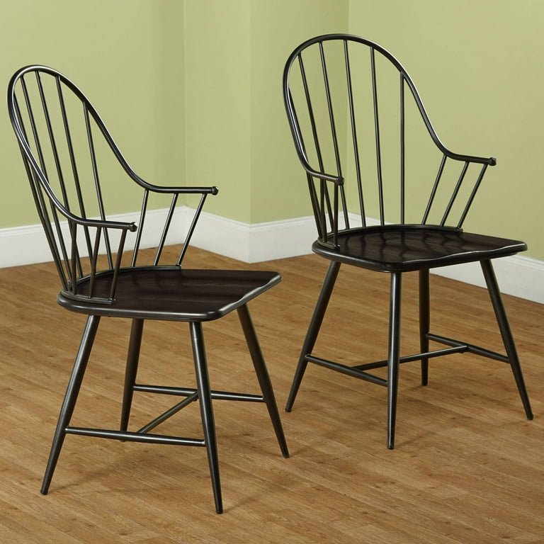 Windsor Mixed Media Arm Chair Set of 2 Black Espresso Walmart
