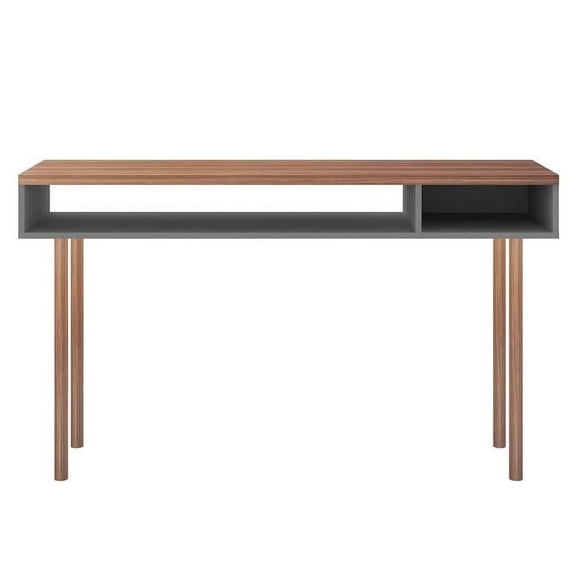 Windsor Modern Console Accent Table Entryway with 2 Shelves in Grey & Nature, 30.71 x 47.24 x 14.17 in.
