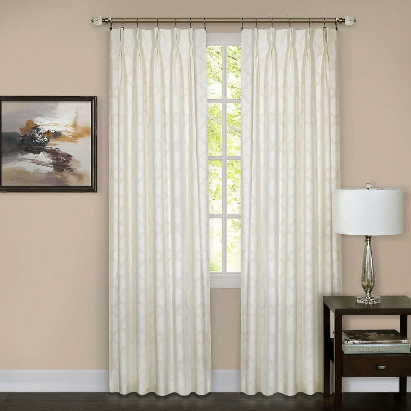 Ivory Blackout Velvet Pinch Pleat Curtain Panel, 34 x 84 Inch