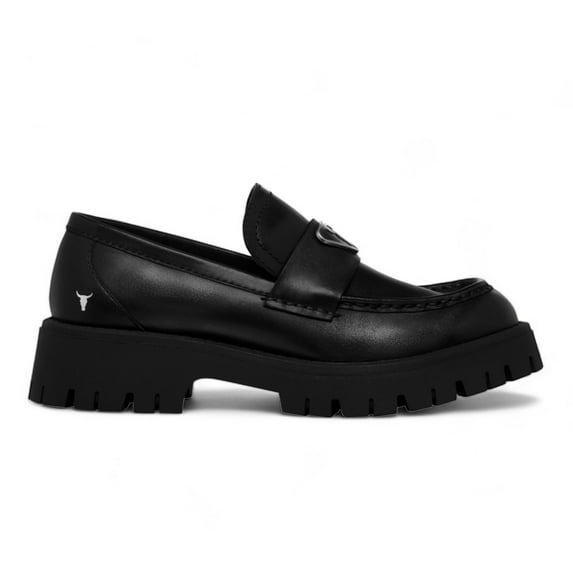 Windsor Smith Womens Black Throne Leather Platform Chunky Loafers Shoes