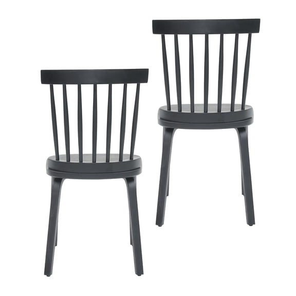 Windsor Solid Wood Dining Chairs Set of 2, Black Spindle Back Farmhouse Kitchen Side Chairs,mhouse Spindle Back, Widen Seat, Mid-Century Modern French Country Style, for Living Room Restaurant, Black