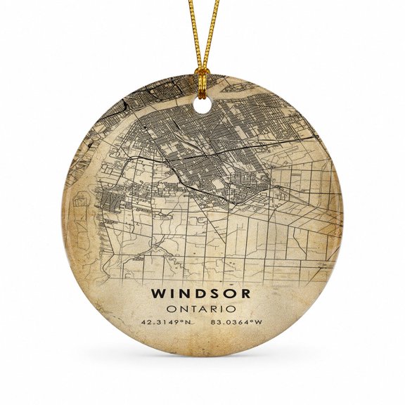 Windsor Travel Map Ornament, Ontario Map Ornament Keepsake, Travel Souvenir, Holiday Tree Decoration