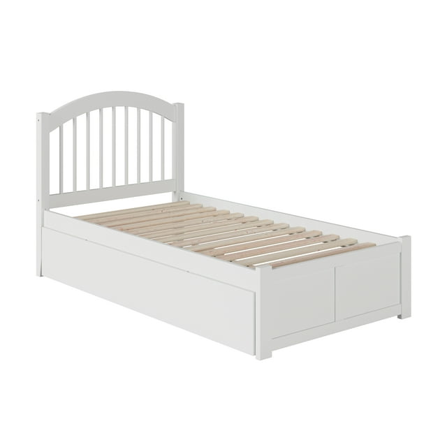 Windsor Twin Extra Long Bed with Footboard and Twin Extra Long Trundle in White