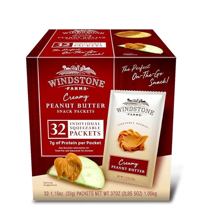 Windstone Farms Creamy Peanut Butter 32ct 1.15oz Snack Packet, 1.15oz Snack Packets