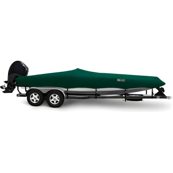 Windstorm Bass Boat Cover by Eevelle Waterproof 600D Marine Grade Polyester Fabric Upgraded Windproof Straps Weather Protection Fishing Boat Covers Fits - Fits 11 Foot Bass Boat, Hunter Green