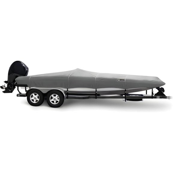 Windstorm Bass Boat Cover by Eevelle Waterproof 600D Marine Grade Polyester Fabric Upgraded Windproof Straps Weather Protection Fishing Boat Covers Fits - Fits 11 Foot Bass Boat, Silver