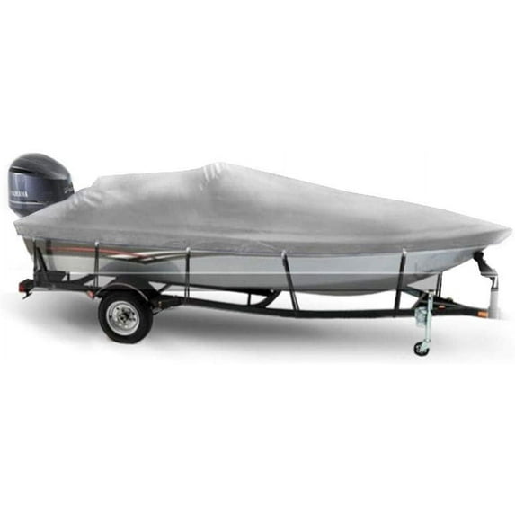 Windstorm Boat Cover for V Hull Fishing Boats, Outboard Motor, Marine Grade 600D Waterproof Covers
