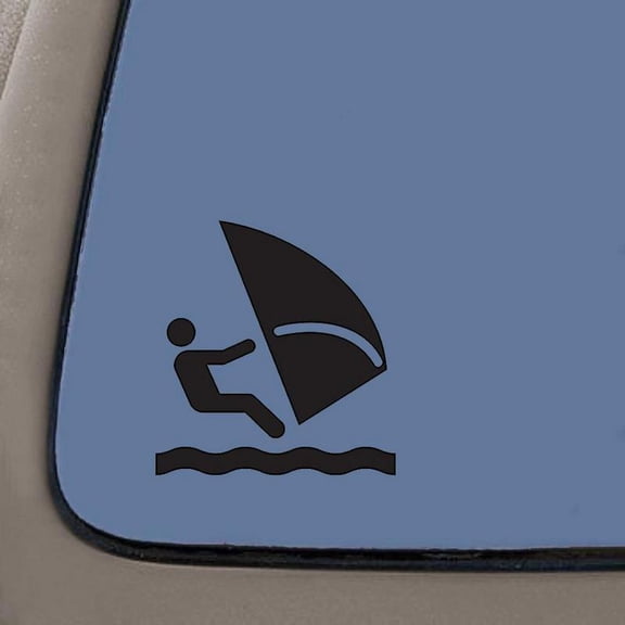 Windsurf Decal Sticker | 5.5-Inches Tall | Black Vinyl Decal | Car Truck Van SUV Laptop Macbook Wall Decals
