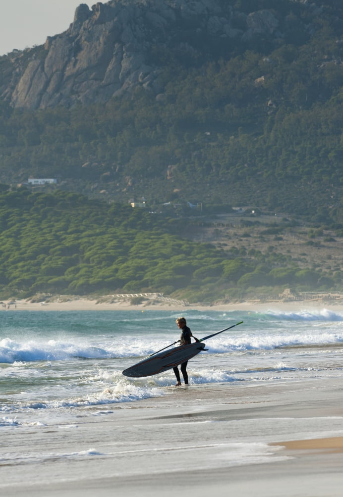 Windsurfer Standing On The Beach Tarifa Cadiz Andalusia Spain Canvas Art - Ben Welsh Design Pics (24 x 36)