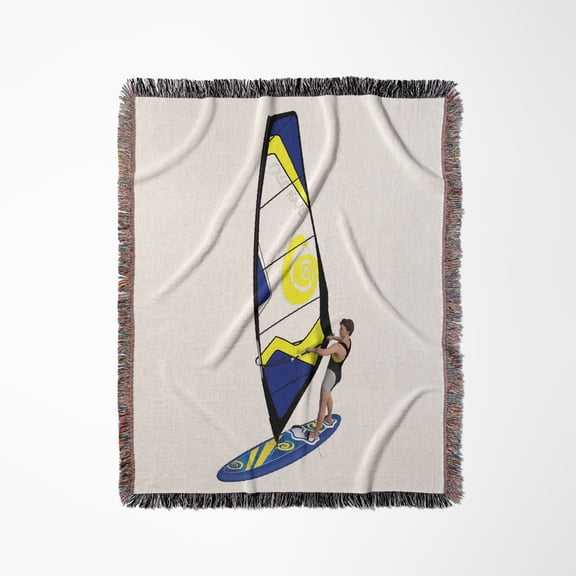 Windsurfer Surfing To His Right, Woven Blanket
