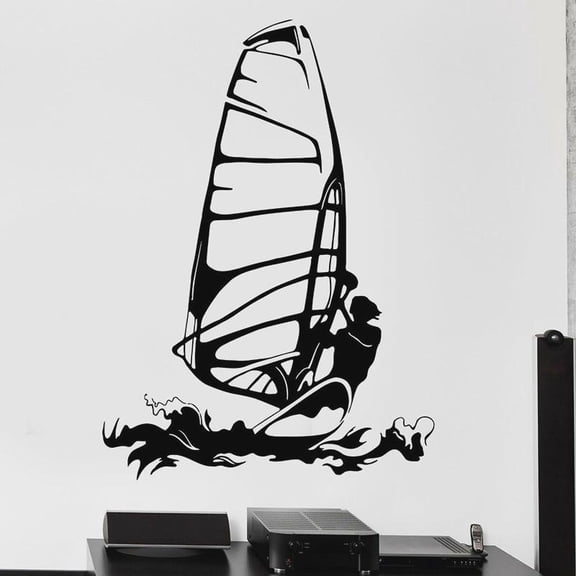 Windsurfer Wall Decal Water Kitesurfing Sport Surfing Door Window Vinyl Sticker Teens Bedroom Bathroom Home Decor Wallpaper 42x30cm