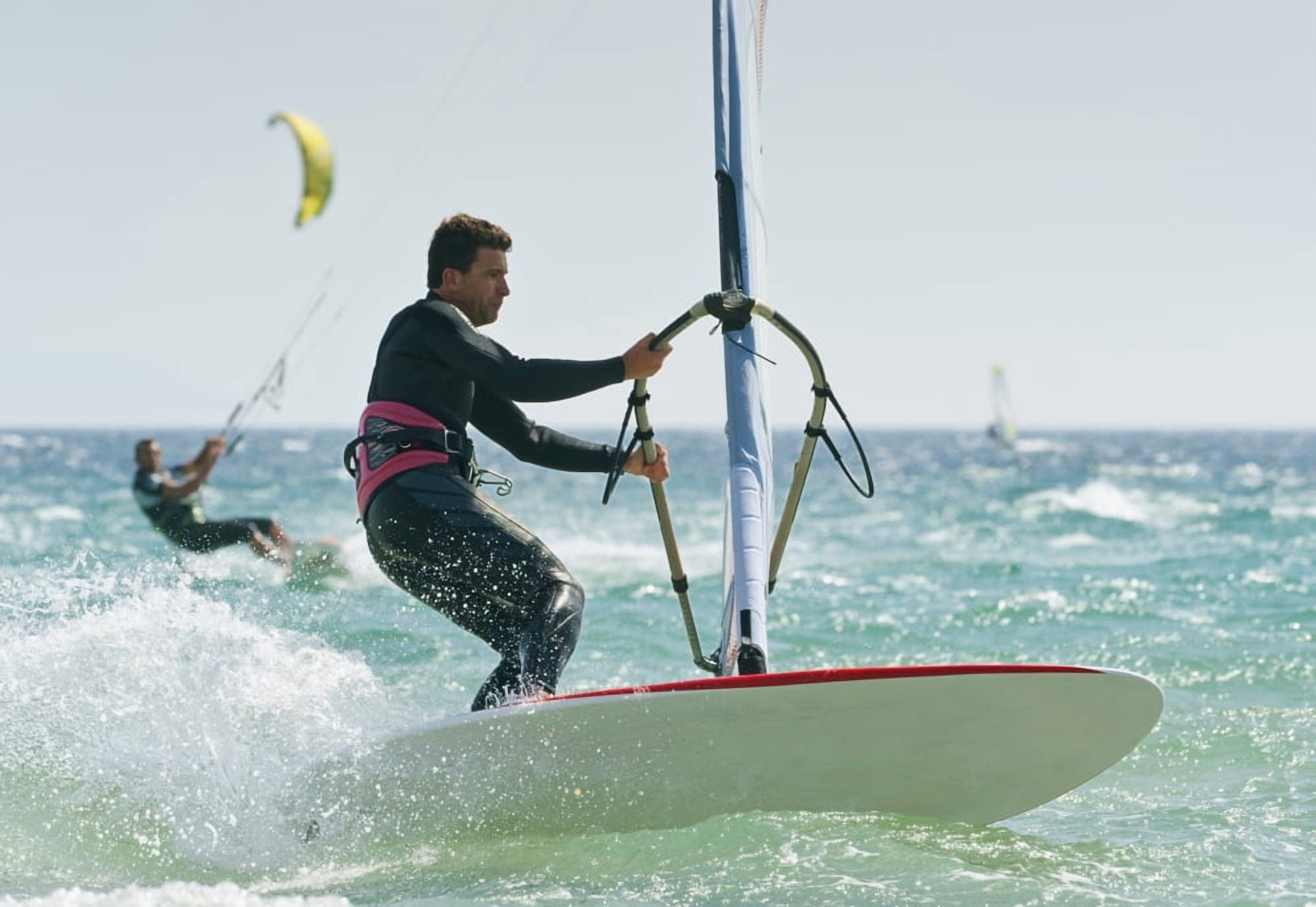 Windsurfers In The Water Off Punta Paloma Tarifa Cadiz Andalusia Spain Canvas Art - Ben Welsh Design Pics (18 x 12)