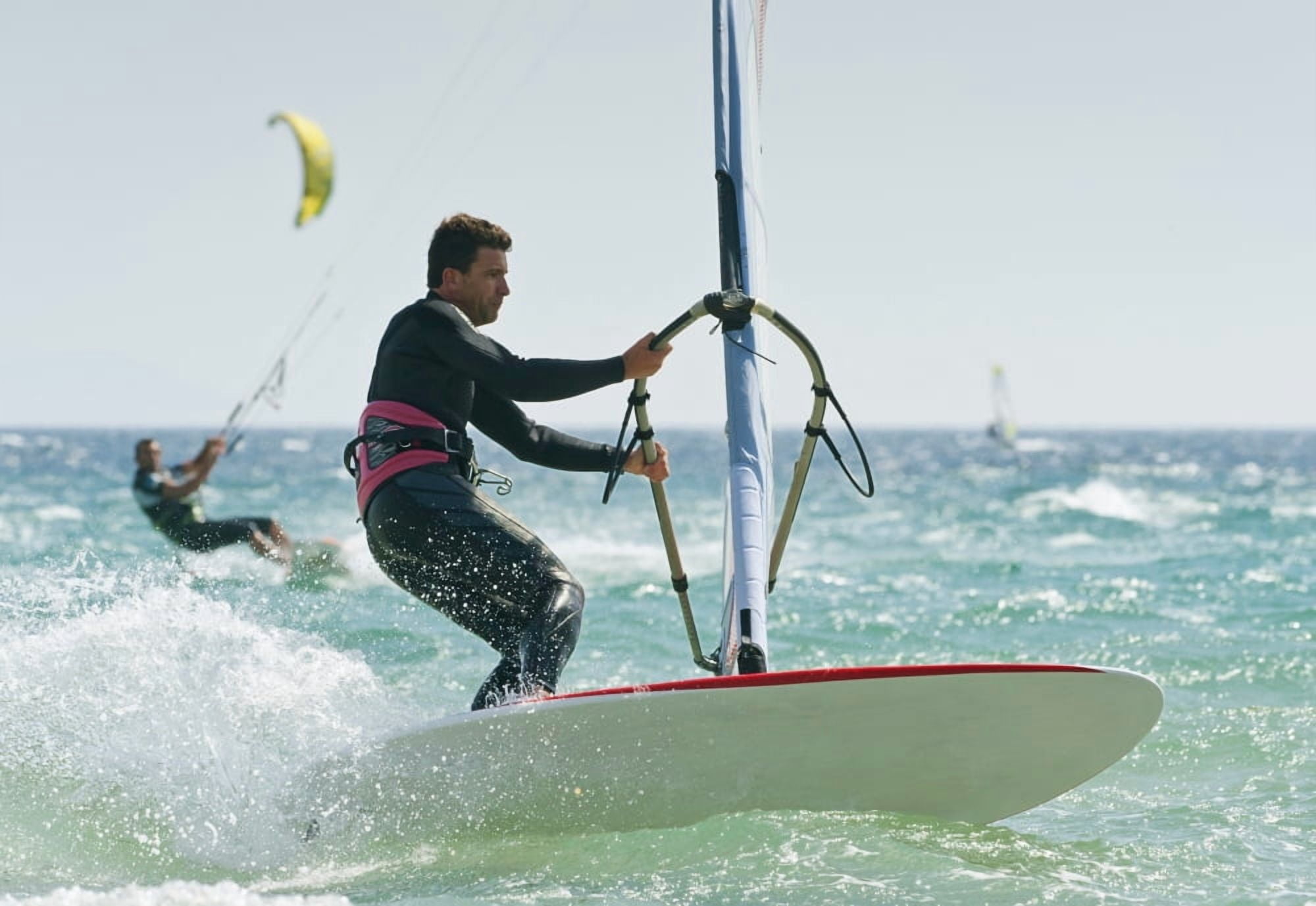 Windsurfers In The Water Off Punta Paloma Tarifa Cadiz Andalusia Spain Canvas Art - Ben Welsh Design Pics (36 x 24)