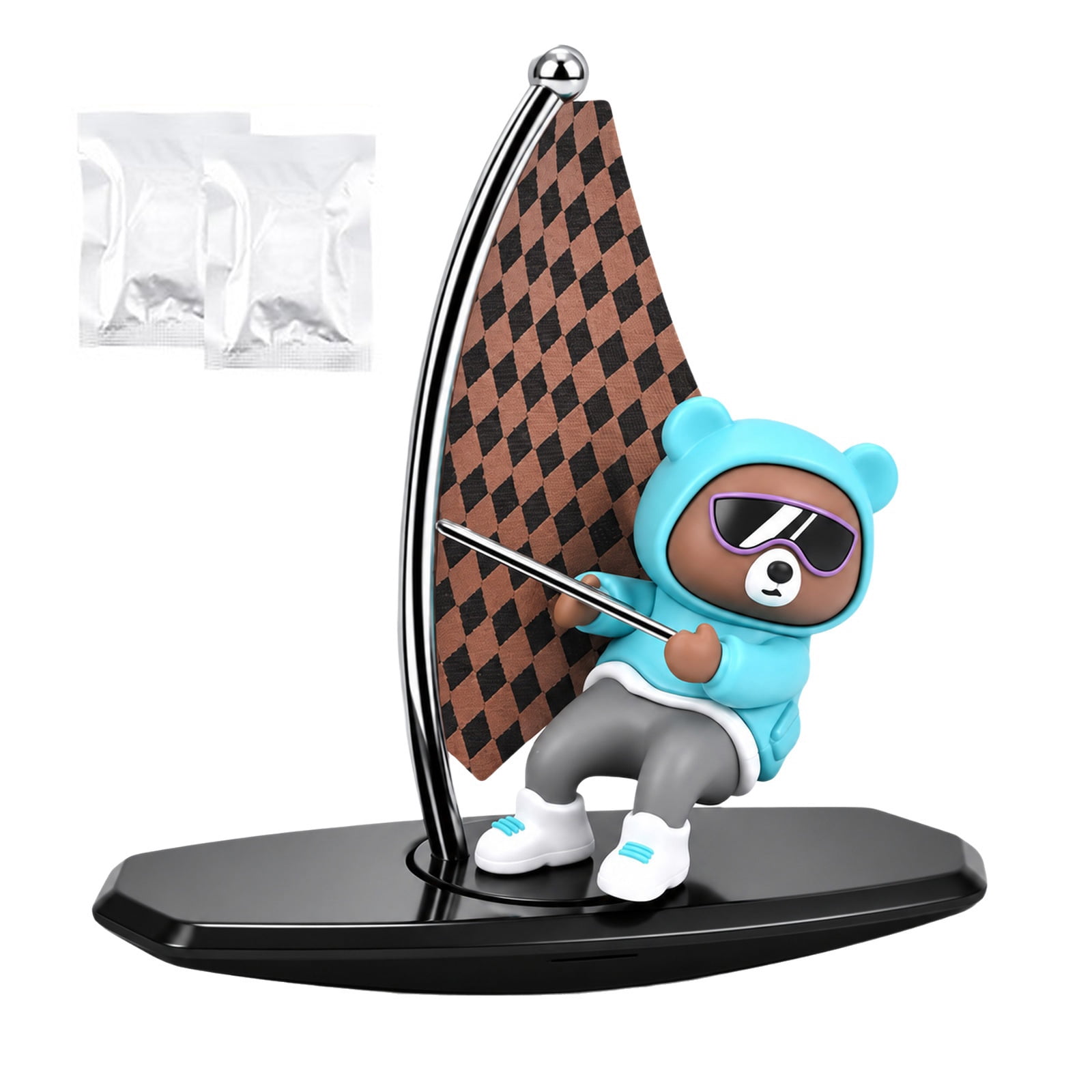 Bear Rocker Windsurfing Bear Car Air Freshener Ornament with Motion-Based Rocking ...