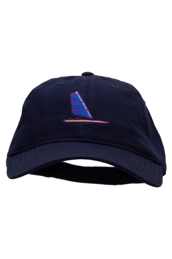 Windsurfing Boat Embroidered Garment Washed Cotton Twill Cap - Navy OSFM