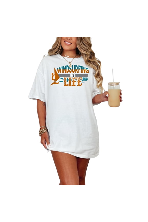 Windsurfing Is Life Vintage Style, White Comfort Colors T-Shirt, Small